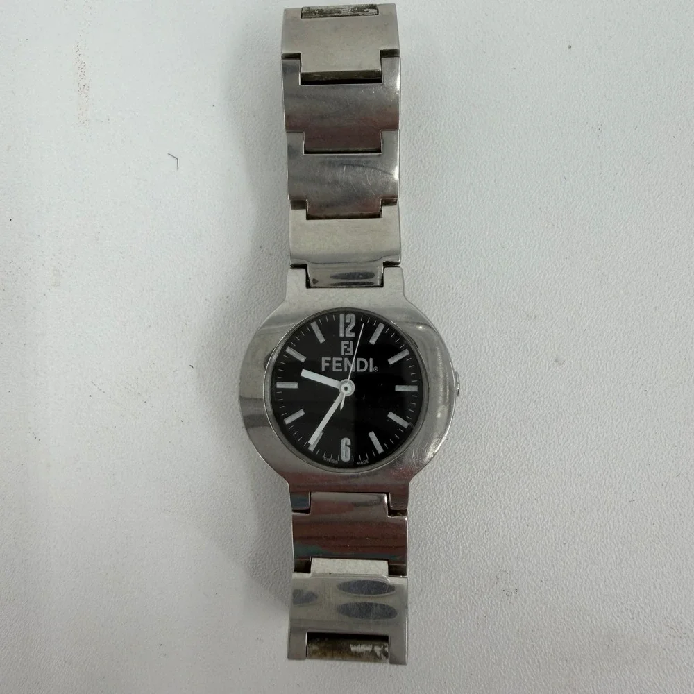 Fendi Orologi Limited Edition Watch Womens Stainless Steel Black Dial Swiss Made